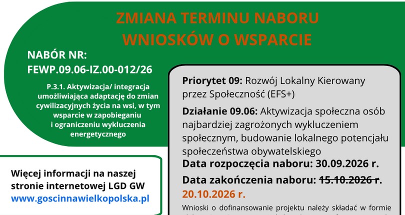 Termin składania wniosków wydłużony